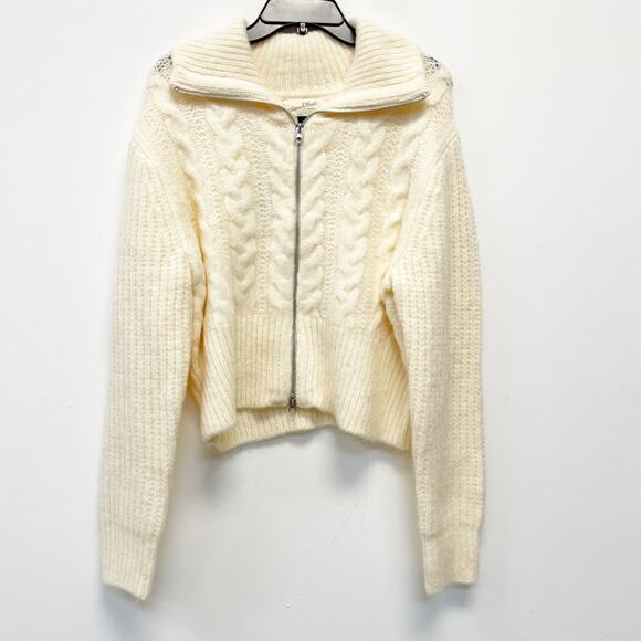 Universal Thread Women's Cable Knit Zip-Up Sweater Cream S - Picture 1 of 4